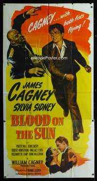 c045 BLOOD ON THE SUN three-sheet movie poster '45 James Cagney, Sidney