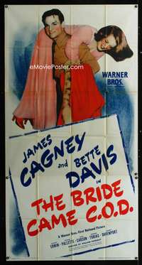 c052 BRIDE CAME C.O.D. three-sheet movie poster '41 James Cagney, Bette Davis