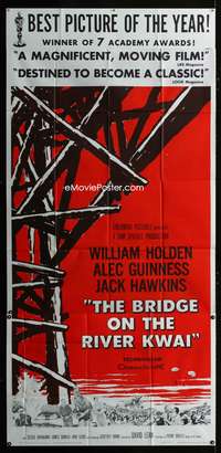 c053 BRIDGE ON THE RIVER KWAI three-sheet movie poster '58 David Lean
