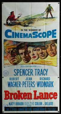c057 BROKEN LANCE three-sheet movie poster '54 Spencer Tracy, Robert Wagner