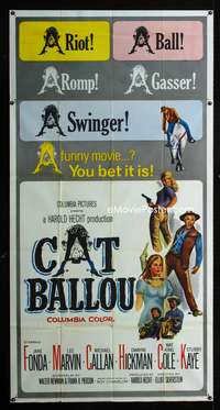 c070 CAT BALLOU three-sheet movie poster '65 classic Jane Fonda, Lee Marvin