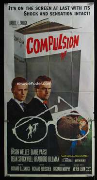 c082 COMPULSION three-sheet movie poster '59 Orson Welles, Richard Fleischer