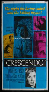 c088 CRESCENDO int'l three-sheet movie poster '70 Hammer, Stefanie Powers