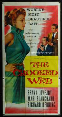 c091 CROOKED WEB three-sheet movie poster '55 sexiest bad girl film noir!