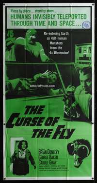c095 CURSE OF THE FLY three-sheet movie poster '65 Brian Donlevy, sci-fi!