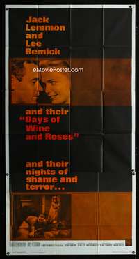 c100 DAYS OF WINE & ROSES three-sheet movie poster '63 Jack Lemmon, Remick