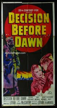 c101 DECISION BEFORE DAWN three-sheet movie poster '51 Anatole Litvak, WWII