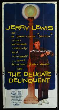 c102 DELICATE DELINQUENT three-sheet movie poster '57 teen-age Jerry Lewis!