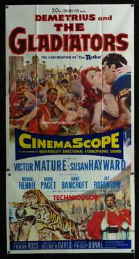 c103 DEMETRIUS & THE GLADIATORS three-sheet movie poster '54 Mature, Hayward