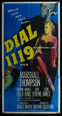 c111 DIAL 1119 three-sheet movie poster '50 sexy artwork of Virginia Field!