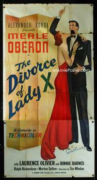 c115 DIVORCE OF LADY X three-sheet movie poster '38 Merle Oberon, Olivier