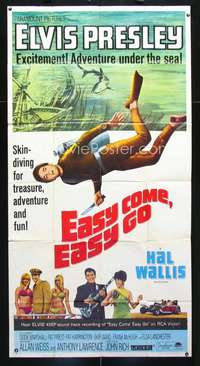 c122 EASY COME EASY GO three-sheet movie poster '67 scuba Elvis Presley!