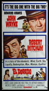 c125 EL DORADO three-sheet movie poster '66 John Wayne, Robert Mitchum