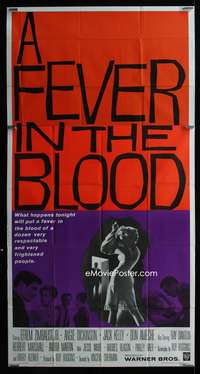 c133 FEVER IN THE BLOOD three-sheet movie poster '61 sexy Angie Dickinson!