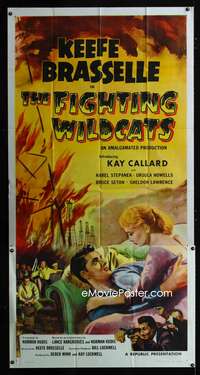 c134 FIGHTING WILDCATS three-sheet movie poster '57 Keefe Brasselle, English!
