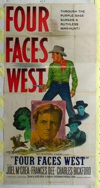 c144 FOUR FACES WEST three-sheet movie poster '48 Joel McCrea, Frances Dee