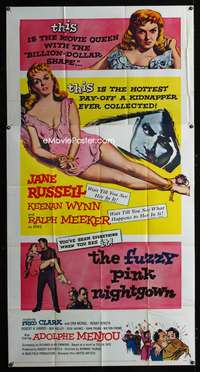 c148 FUZZY PINK NIGHTGOWN three-sheet movie poster '57 sexy Jane Russell!