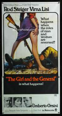 c154 GIRL & THE GENERAL three-sheet movie poster '67 Rod Steiger, Virna Lisi