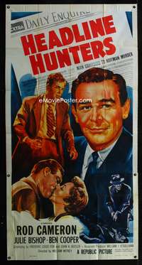 c181 HEADLINE HUNTERS three-sheet movie poster '55 Rod Cameron, Julie Bishop