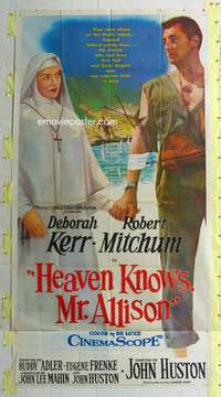 c182 HEAVEN KNOWS MR. ALLISON three-sheet movie poster '57 Mitchum, Kerr