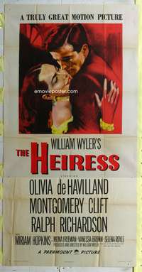 c183 HEIRESS three-sheet movie poster '49 William Wyler, Olivia de Havilland