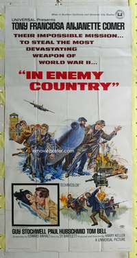 c207 IN ENEMY COUNTRY three-sheet movie poster '68 cool WWII artwork!