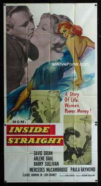 c212 INSIDE STRAIGHT three-sheet movie poster '51 sexy art of Arlene Dahl!