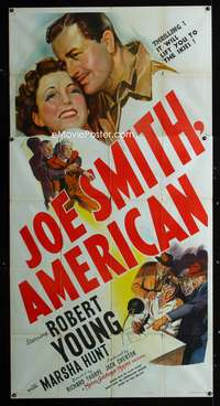 c226 JOE SMITH AMERICAN style B three-sheet movie poster '42 hero Robert Young
