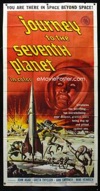 c230 JOURNEY TO THE SEVENTH PLANET three-sheet movie poster '61 AIP sci-fi!