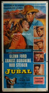 c231 JUBAL three-sheet movie poster '56 Glenn Ford, Ernest Borgnine, Steiger