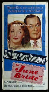 c233 JUNE BRIDE three-sheet movie poster '48 Bette Davis, Robert Montgomery