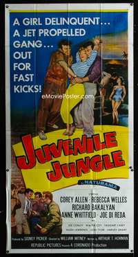 c238 JUVENILE JUNGLE three-sheet movie poster '58 jet propelled gang!