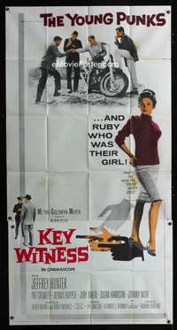 c241 KEY WITNESS three-sheet movie poster '60 Dennis Hopper on motorcycle!