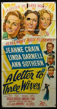 c260 LETTER TO THREE WIVES three-sheet movie poster '49 Jeanne Crain