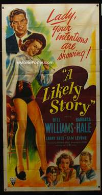 c261 LIKELY STORY three-sheet movie poster '46 sexy artist Barbara Hale!