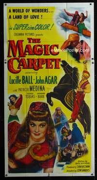 c279 MAGIC CARPET three-sheet movie poster '51 Arabian Princess Lucille Ball!