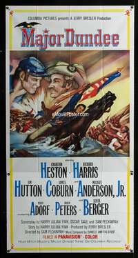 c281 MAJOR DUNDEE three-sheet movie poster '65 Sam Peckinpah, Charlton Heston