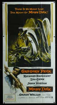 c296 MOBY DICK three-sheet movie poster '56 Gregory Peck, Orson Welles