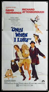 c317 ONLY WHEN I LARF three-sheet movie poster '69 Attenborough, Lesset art!