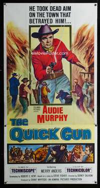 c346 QUICK GUN three-sheet movie poster '64 Audie Murphy, cowboy western!