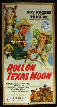 c358 ROLL ON TEXAS MOON three-sheet movie poster '46 Roy Rogers, Dale Evans