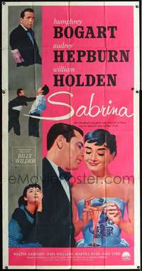 c365 SABRINA three-sheet movie poster R62 Audrey Hepburn, Bogart, Holden