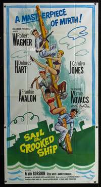 c367 SAIL A CROOKED SHIP three-sheet movie poster '61 Robert Wagner, Hart