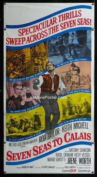 c377 SEVEN SEAS TO CALAIS three-sheet movie poster '62 pirate Rod Taylor!