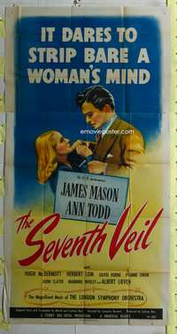 c379 SEVENTH VEIL three-sheet movie poster '46 James Mason, Ann Todd