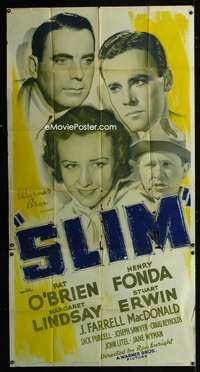 c389 SLIM three-sheet movie poster '37 Pat O'Brien, Henry Fonda, Lindsay