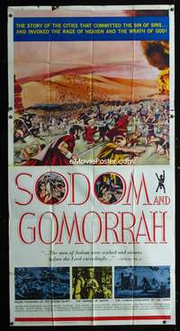 c392 SODOM & GOMORRAH three-sheet movie poster '63 Robert Aldrich, Angeli