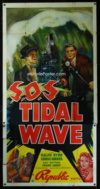 c364 S.O.S. TIDAL WAVE three-sheet movie poster '39 really cool artwork!