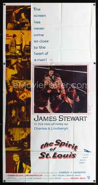 c403 SPIRIT OF ST LOUIS three-sheet movie poster '57 Stewart as Lindbergh!