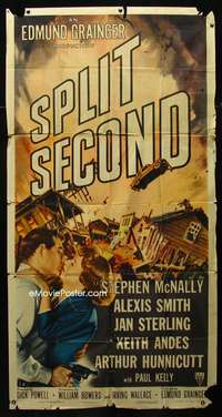 c404 SPLIT SECOND three-sheet movie poster '53 Dick Powell film noir!